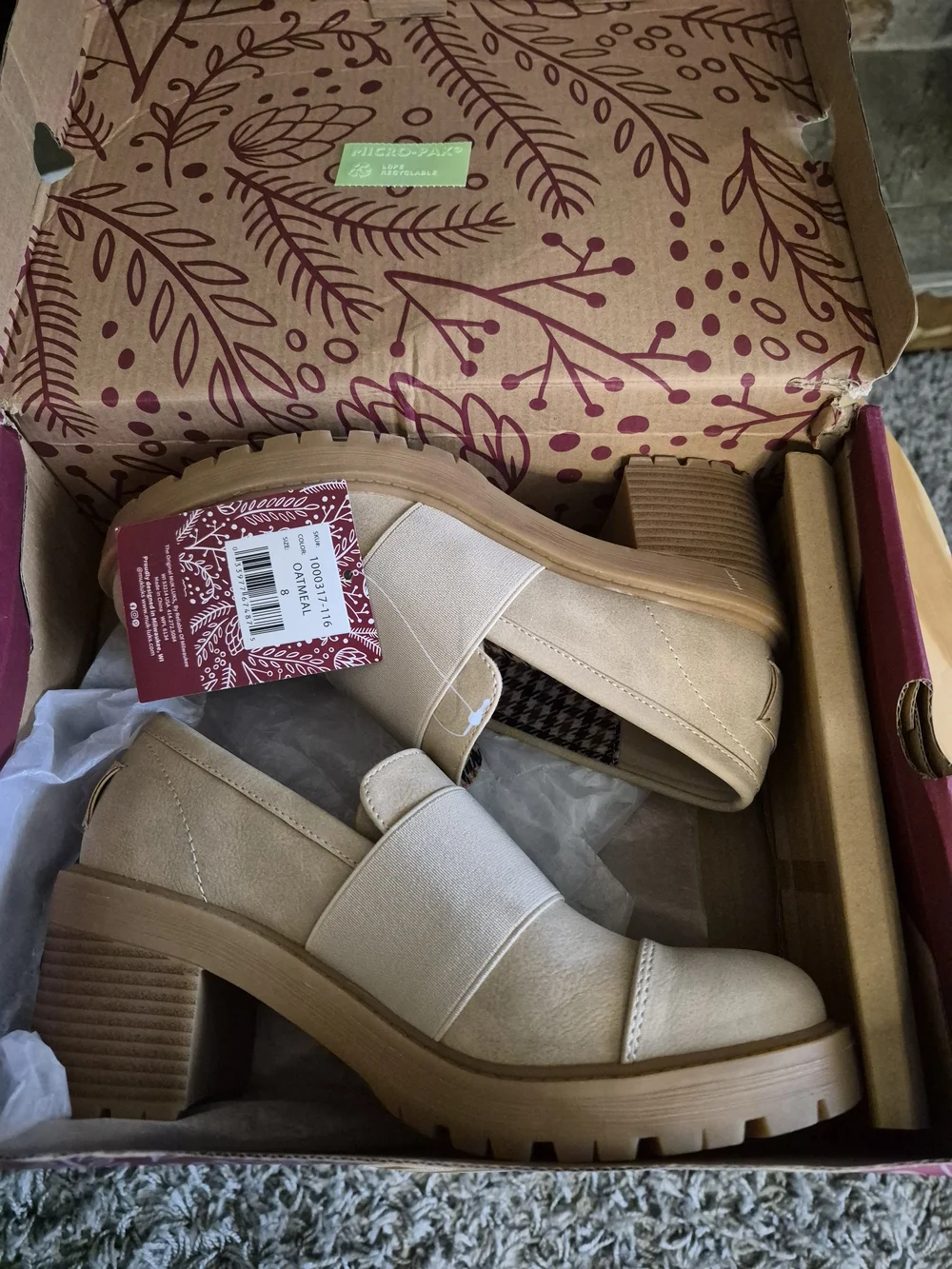 Muk Luks Oatmeal Shoes Box Size 8